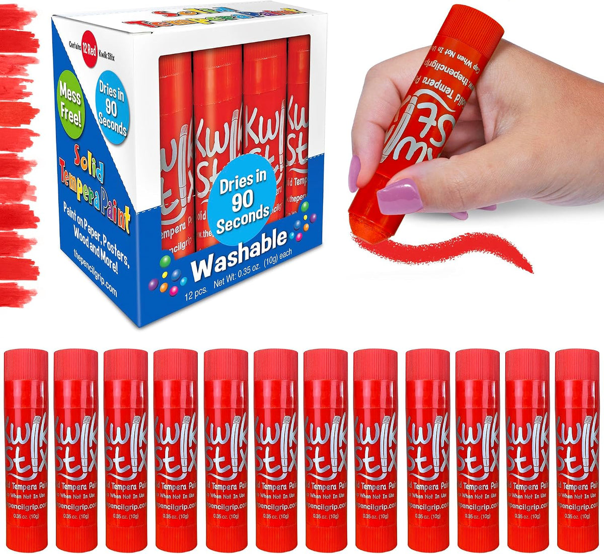Kwik Stix solid tempera paint sticks, 12 pack in light blue, twist-up washable paint - view 5