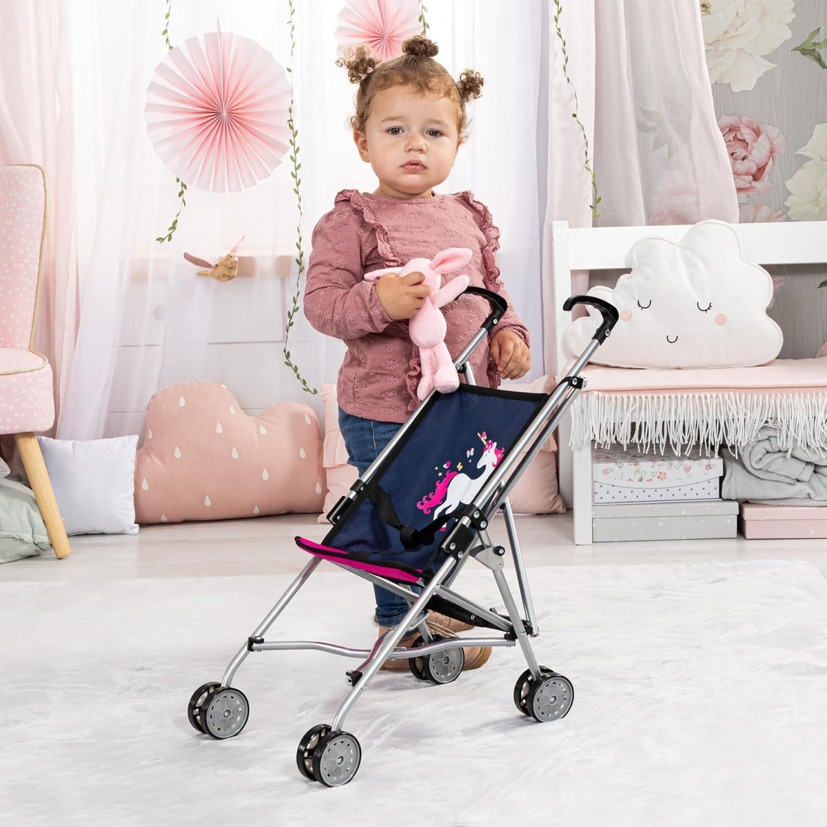 Bayer Design Doll Buggy - Folding Stroller for Dolls up to 18 Inches, Blue – Fun for Kids & Family - Blue/Pink - image 2