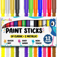 24 Thin Washable Paint Sticks for Kids - 12 Thick