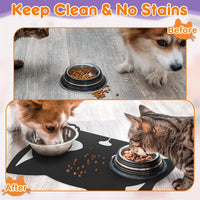 Pet Mats for Food and Water Dog Cat Food Mats Pet Feeding Mat - Black Cat - image 3