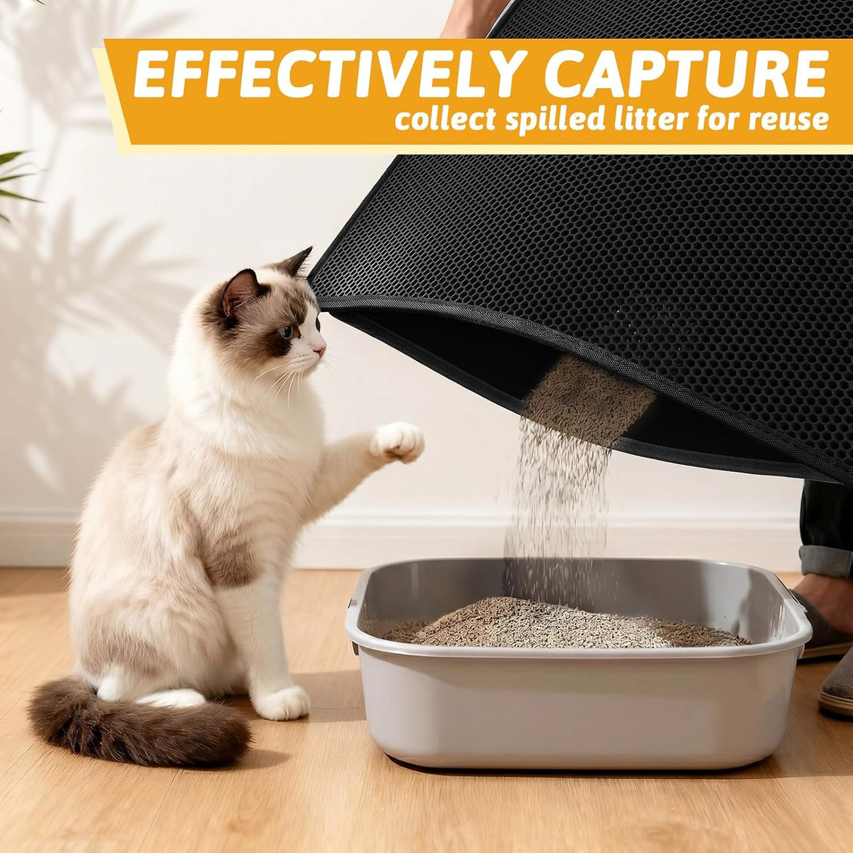 Pieviev Cat Litter Mat, Double-Layer Waterproof Litter Trap - Black / 47x36 Inch - image 3