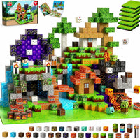 GraceDuck 300 PCS Magnetic Blocks, Magnetic Building Blocks - Forest Car Track With 6 Baseplate