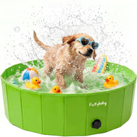 Furrybaby Foldable Dog Pool Non-Slip Hard Bath Tub Indoor Outdoor - 32*9inch / Green