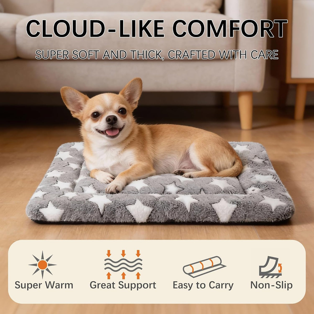 Dog Bed Mat, Reversible Crate Pad - 24"L*18"W*1.5"Th / Grey&Star-1pc - image 3