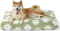 LE SURE Cute Aesthetic Dog Bed for Crate - 35.0"L x 22.0"W x 4.0"Th / Green Checkered