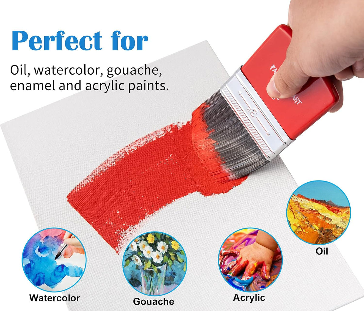 Falling in Art large 8 inch flat paddle paint brush with stainless steel ferrule - view 24
