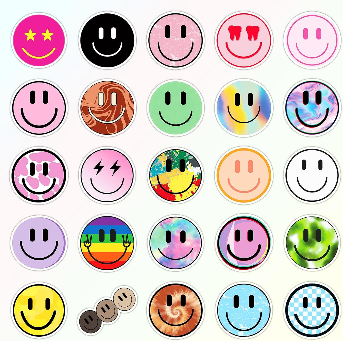 50PCS Smile Face Stickers Cute Water Bottle Stickers for Kids – Fun for Kids & Family - 100pcs Smile Neon Stickers - image 2