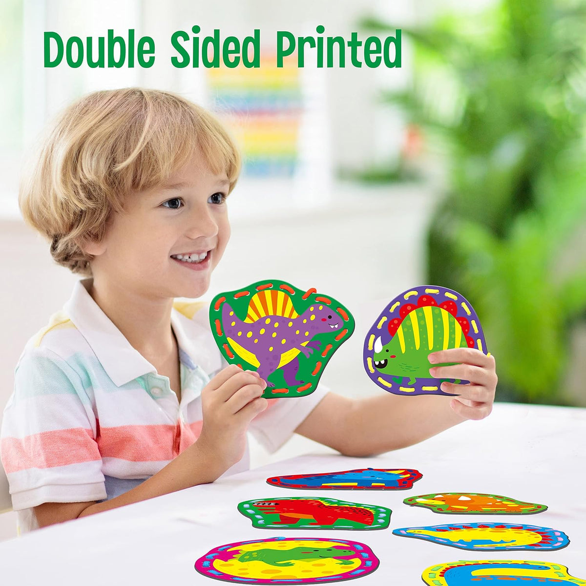 SpriteGru 9 Pieces Kids Lacing Cards - Dinosaurs - image 3