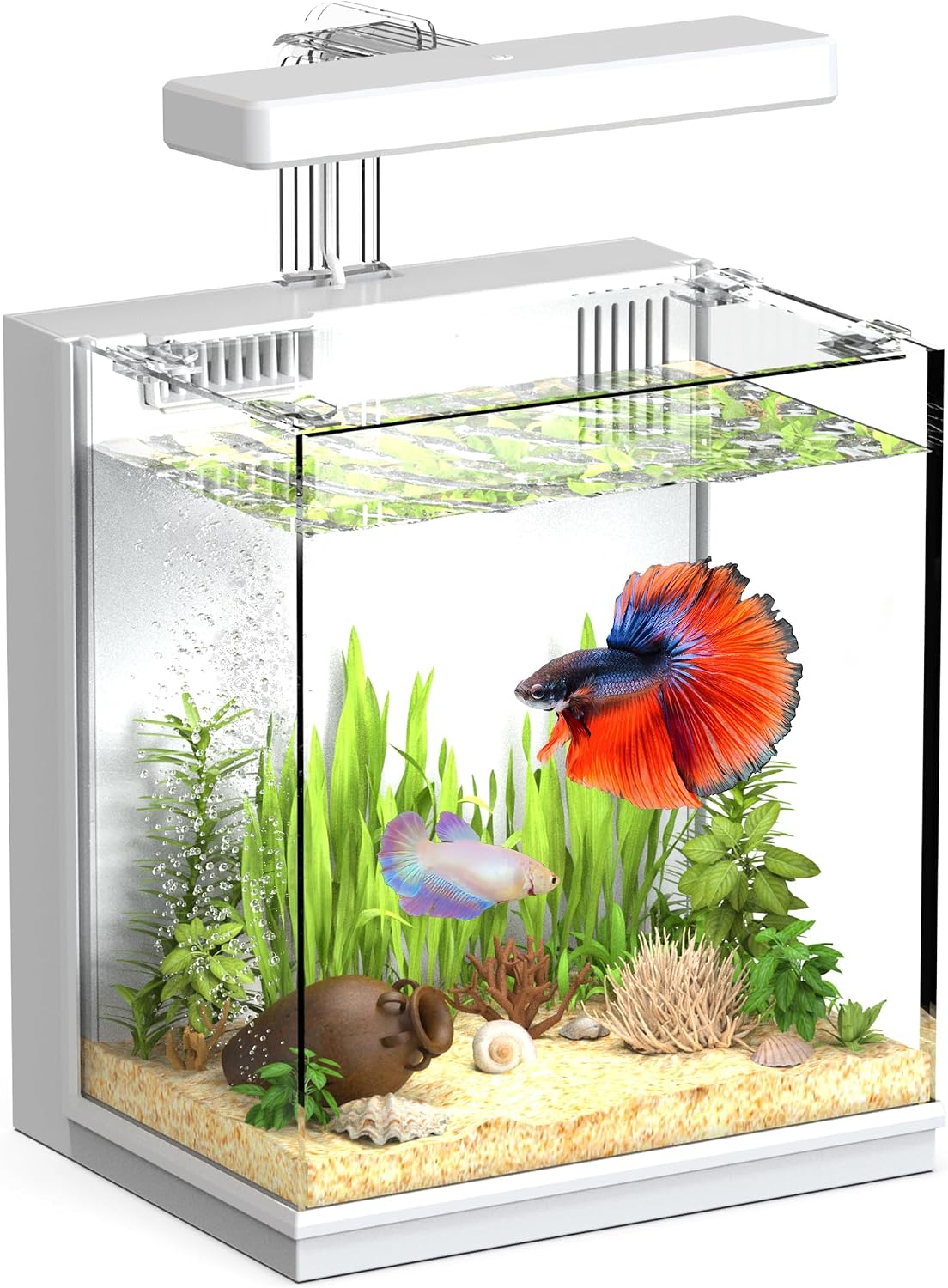 Beta Fish Tank, for Men, Fish Tanks for Kids & Starter - White
