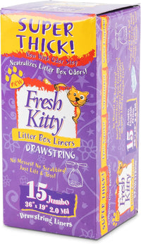 15 Count Fresh Kitty Litter Box Liners Super Thick, Durable - White/Pink / 15 Count (Pack of 3) - image 2
