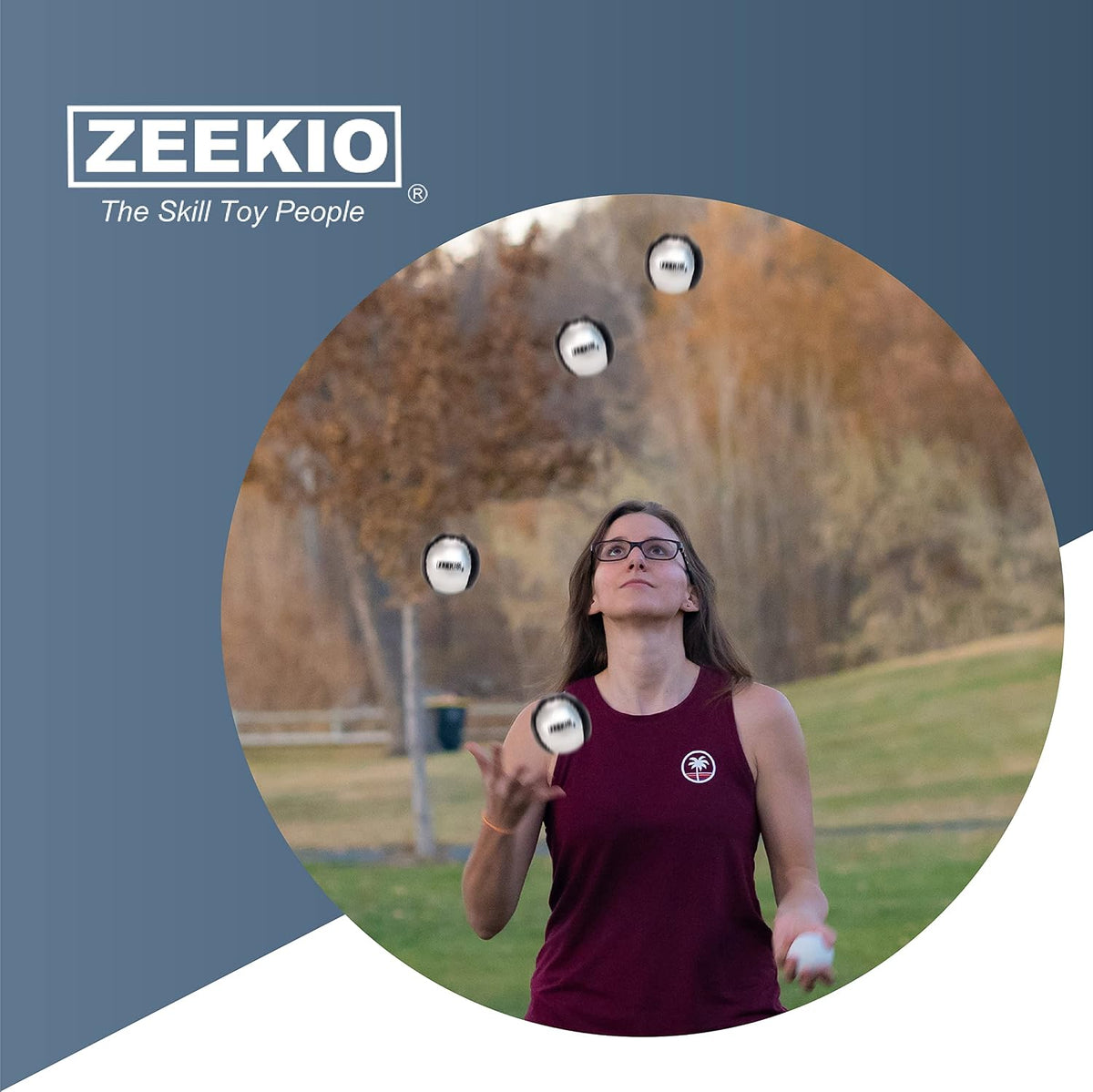 Zeekio pack of 3 beginner juggling balls with synthetic leather panels and millet fill - view 3