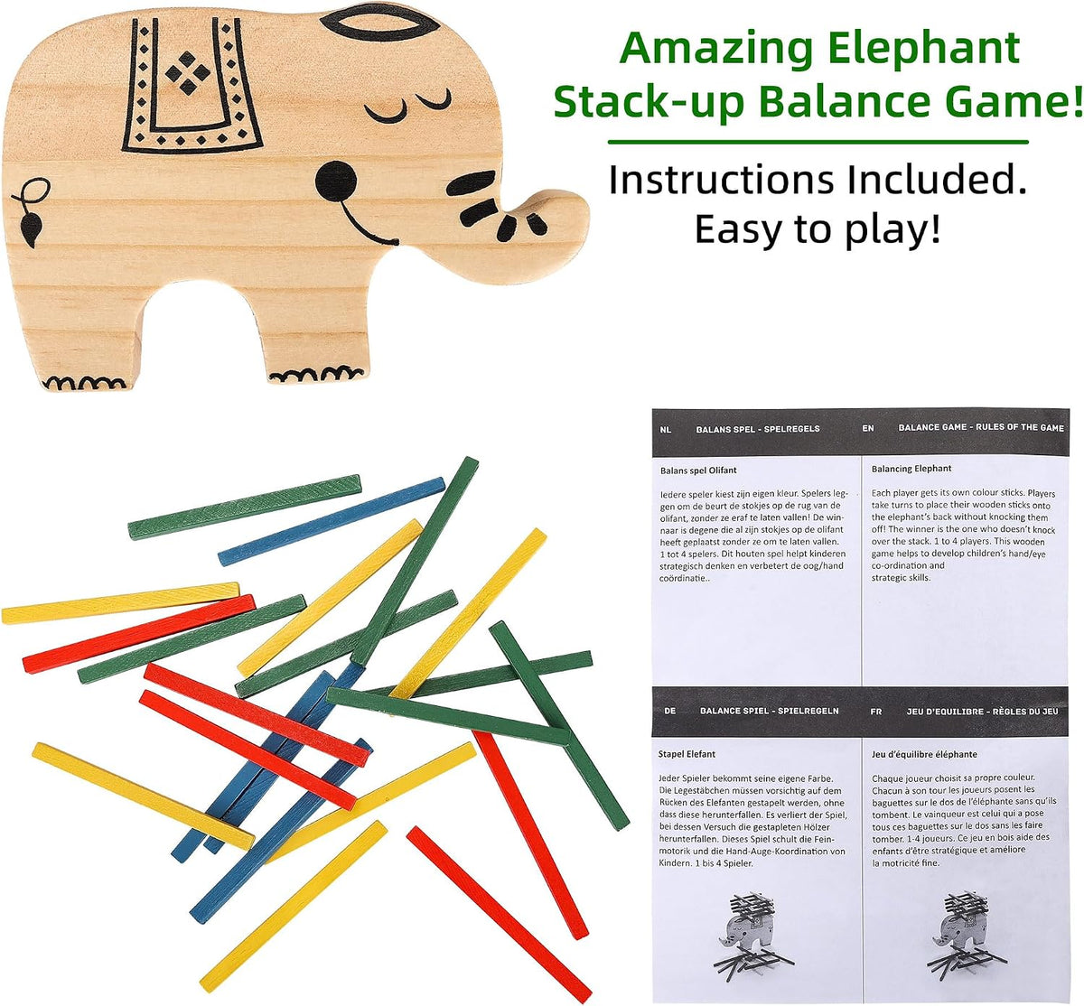 GOTHINK Tumble Tower Game for Kids and Adults - Elephant Stack Up - image 3