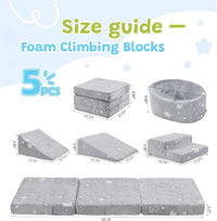 Elftopia foam climbing set with ball pit, stairs and ramps for toddlers in grey - view 19