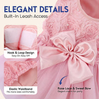 ASENKU Dog Dress Pet Wedding Dress Puppy Birthday Party Outfit - Pink / Large - image 2