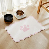 Scalloped Dog Feeding Mat, Beige White, 14" X 19” – Essentials for Dogs - Pink / 19"L x 14"W