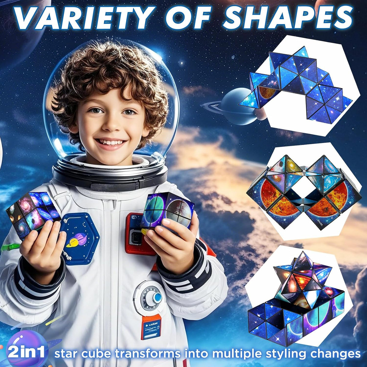 Euclidean Cube Fidget Toys for Kids 2 in 1 Star Cube Magic Cube - Starry Sky - image 3