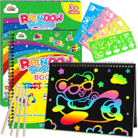 ZMLM Scratch Paper Art-Crafts Gift: 2 Pack Rainbow Notebooks Supplies - Green