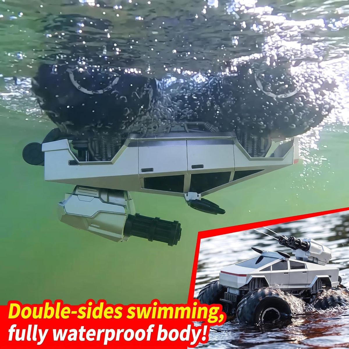 KB KAIBO 1:16 Amphibious Remote Control Car - Silver - image 4