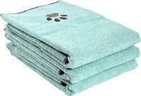 Ritz Premium Embroidered Microfiber Pet Towel, 18" x 28" - Paw Spa Blue / Small (Pack of 3)