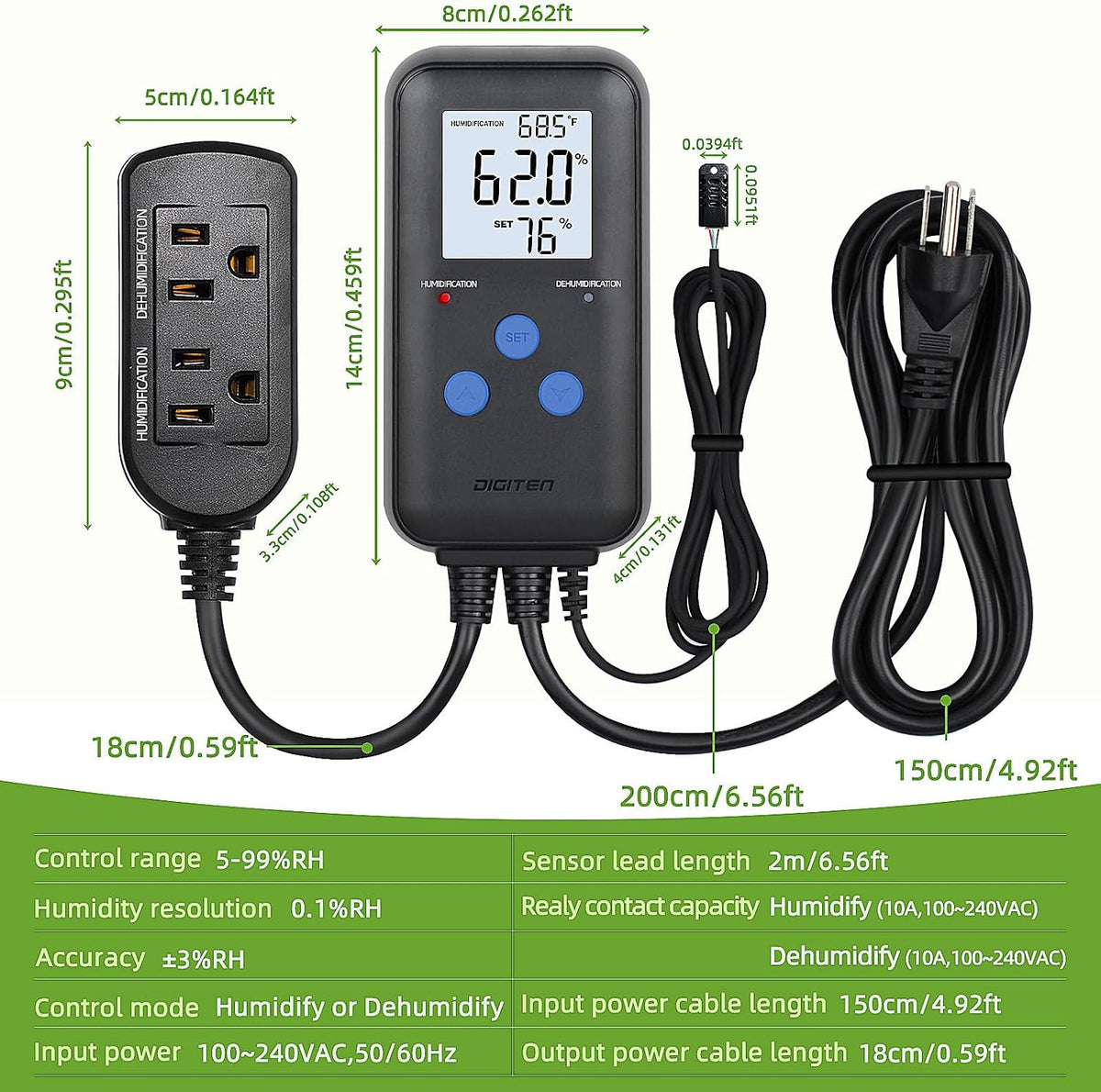 DIGITEN Humidity Controller with Temperature Display for Reptile - image 2