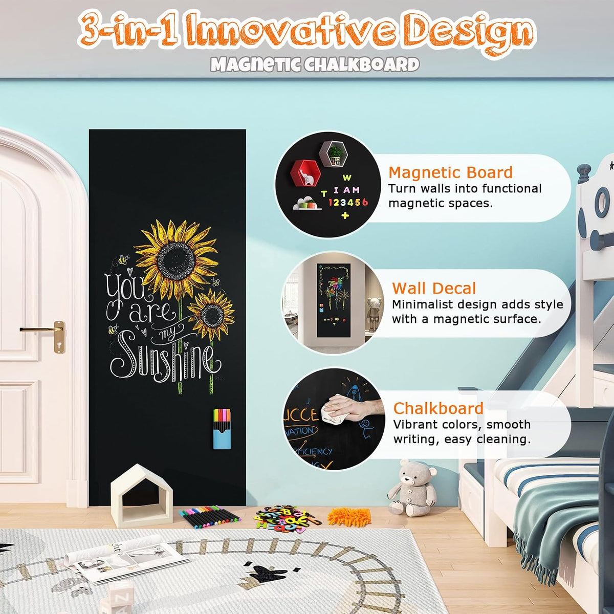 Magnetic Whiteboard Contact Paper - Black X 2pcs / 47.2"W x 18"H - image 3
