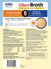 INABA Churu Broth for Cats, Side Dish Pouch, 1.4 Ounces per Pouch, 12 Pouches, Chicken and Tuna Variety