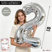 40 Inch Gold Number 1 Balloon - Silver Balloon / 40 Inch Number 3 - image 3