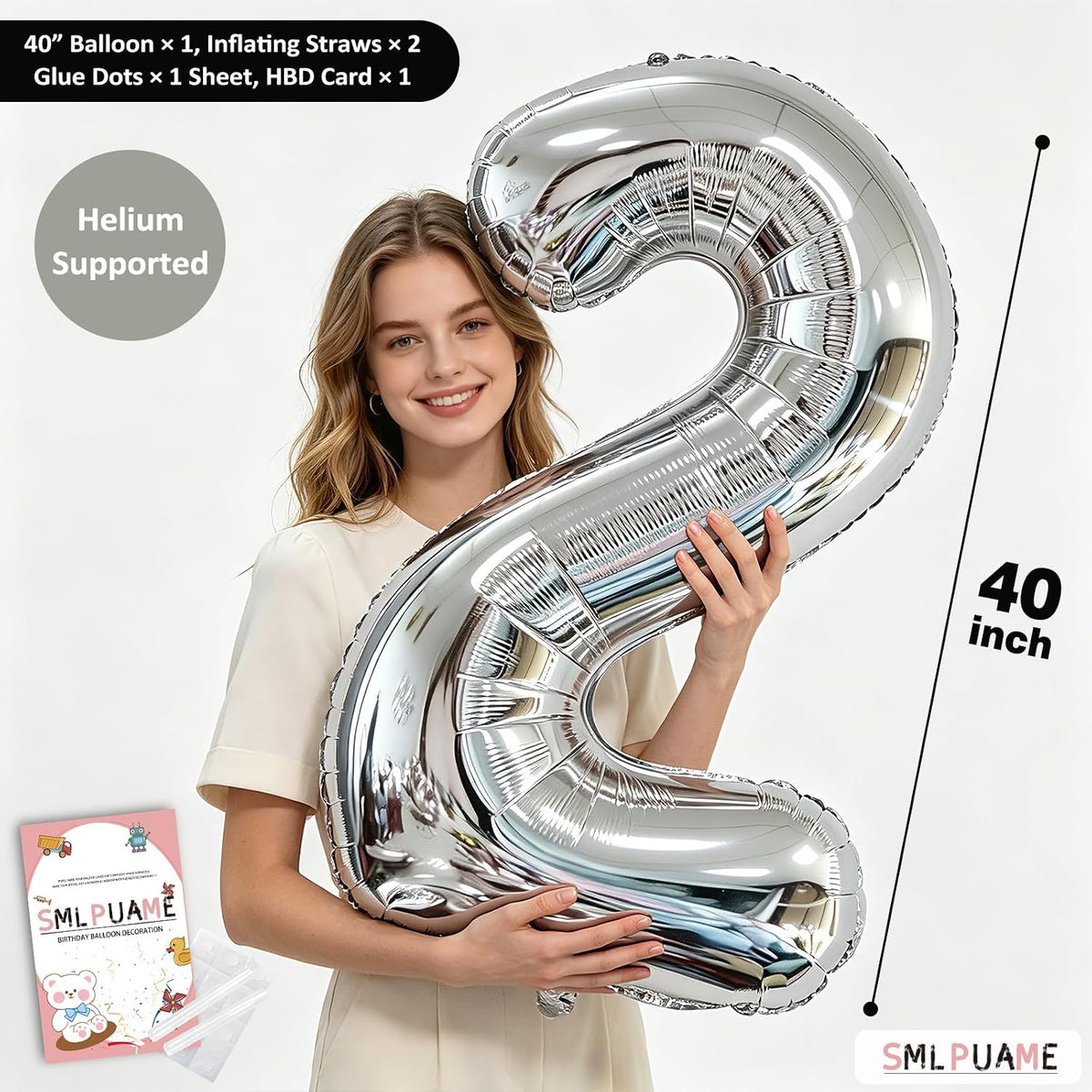 40 Inch Gold Number 1 Balloon - Silver Balloon / 40 Inch Number 3 - image 3