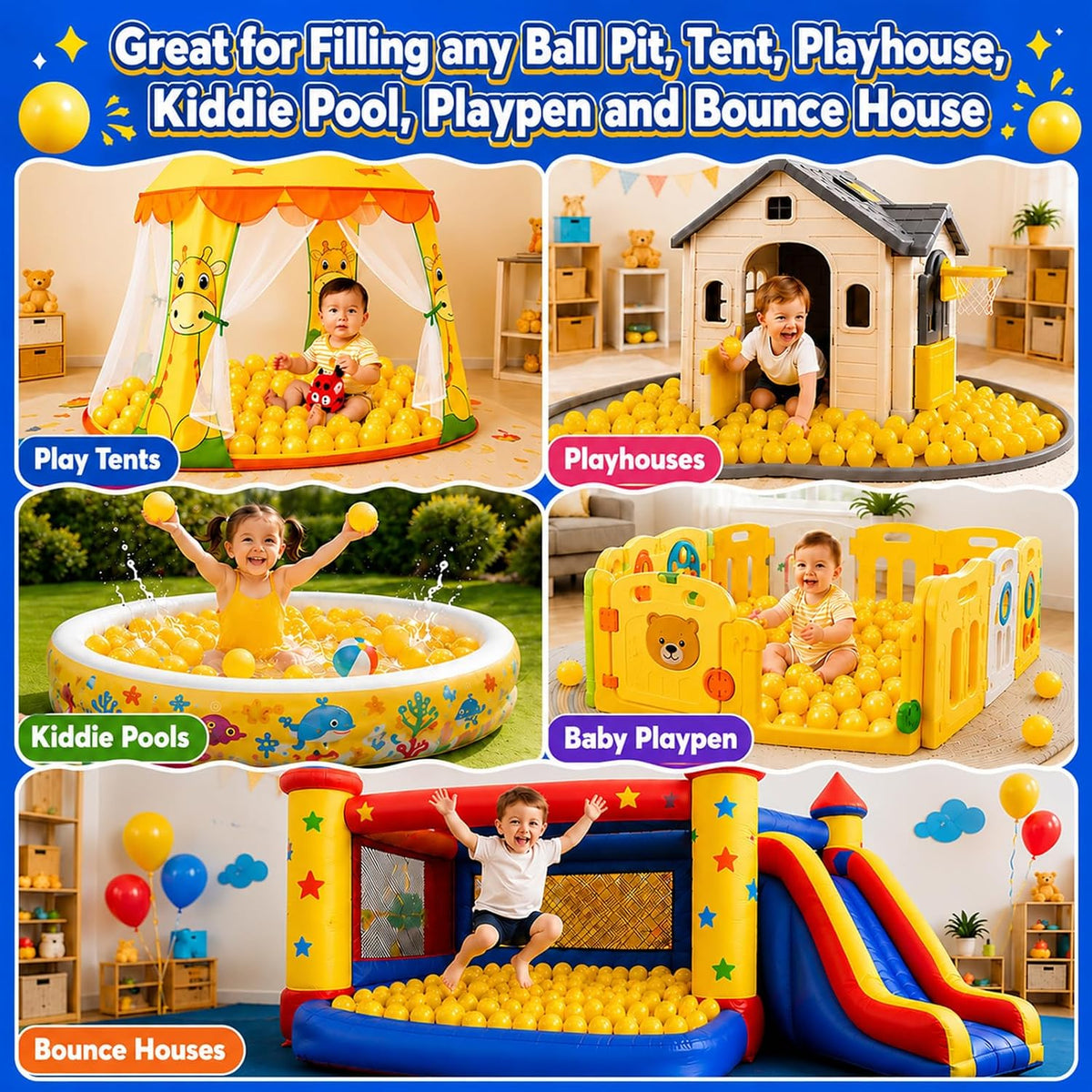 Guesvot 50 rainbow ball pit balls, 2.75 inch, with reusable storage bag - view 11