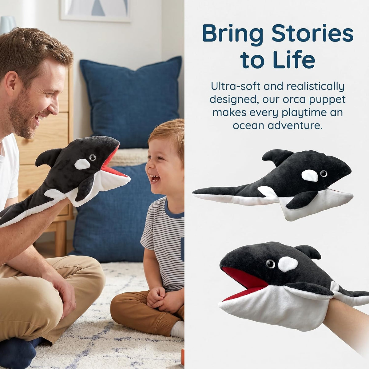 Marine Animals Hand Puppets for Kids, Toddler Includes Sharks - Whales / Marine Animals - image 2