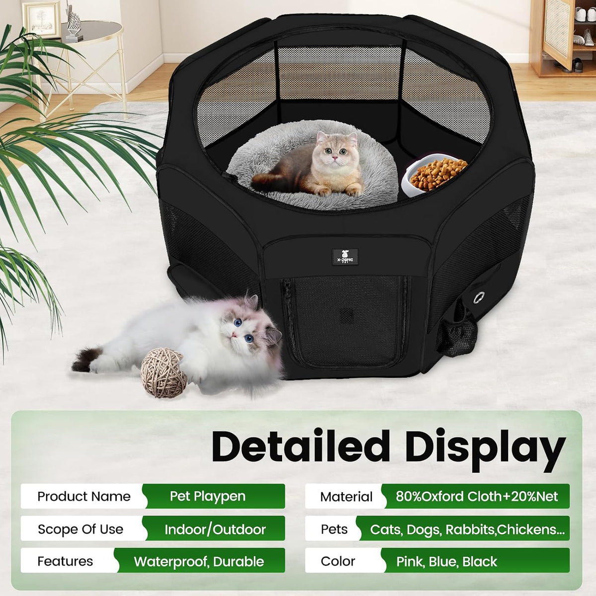 X-ZONE PET Foldable Dog Playpen - XL / Black - image 3