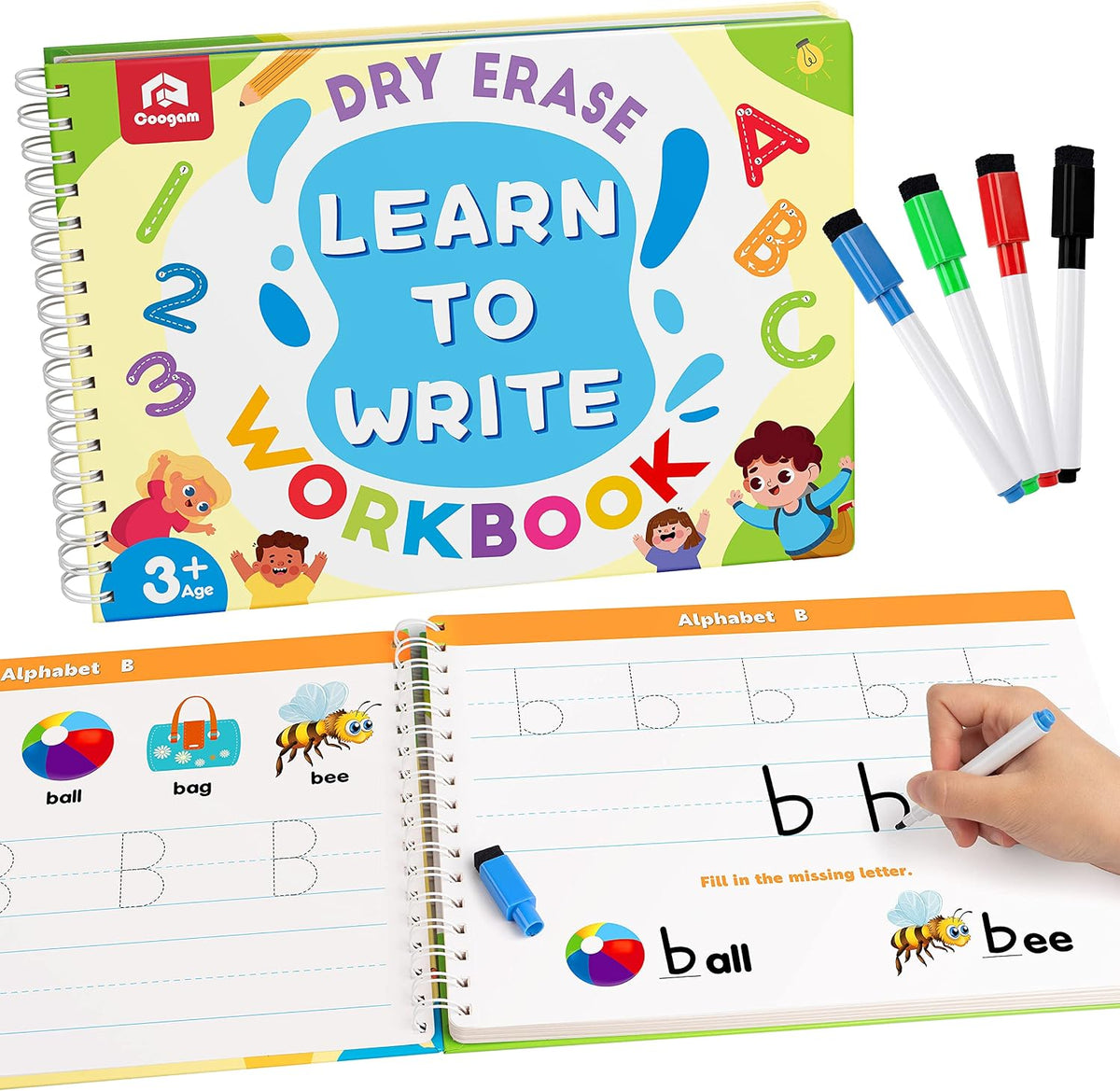 Coogam Learn to Write Workbook, Numbers Letters Practicing Book