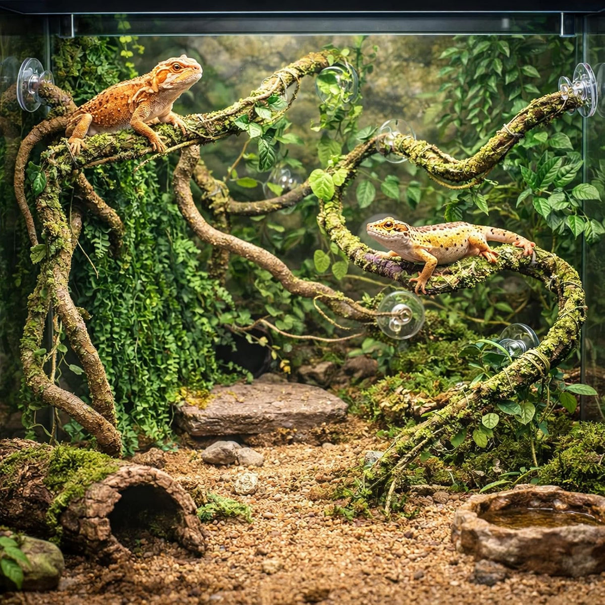 HERCOCCI Reptile Vines, Flexible Jungle Climbing Vines Terrarium Plastic Plants and Leaves Tank - image 2