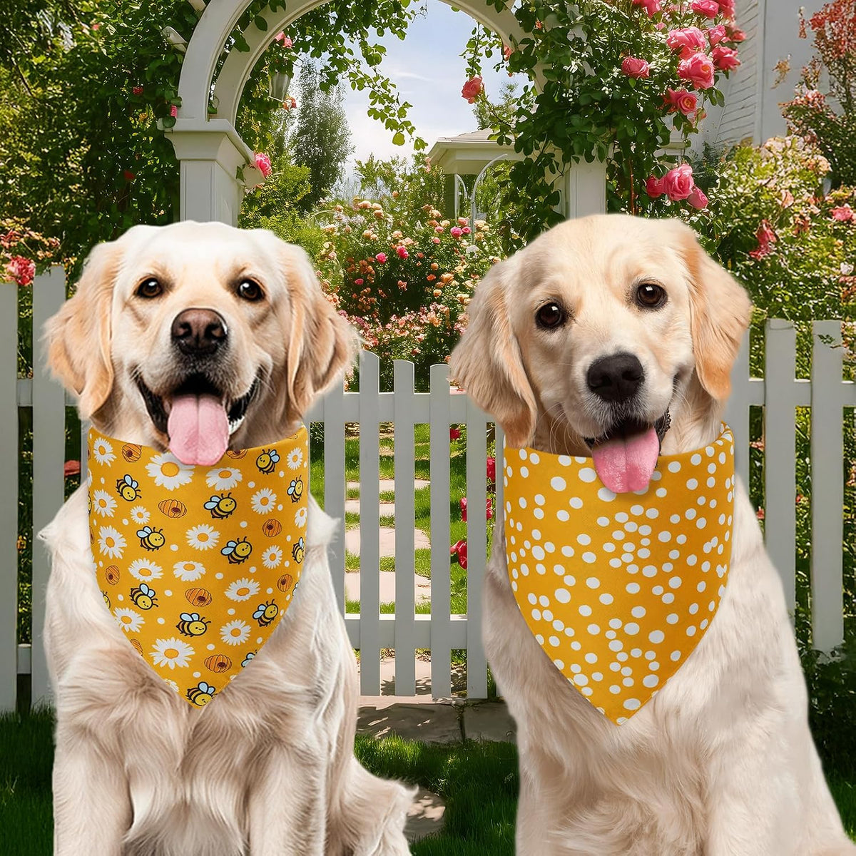 Spring Summer Dog Bandanas Large 3PCS, 6 Pattern Floral Scarf – Essentials for Dogs - Sping-26-GYP / X-Large - image 4