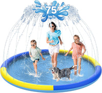 CACSPS non-slip splash pad for kids and dogs spraying water from a garden hose