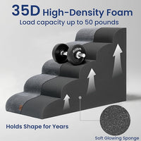 GoGoBunny Ramp Dog Stairs for High Beds 22.6" H, 5-Step Dog Slope Stairs with Durable Waterproof Fabric Cover, Pet Steps for Old Large Dogs Climbing, Non-Slip Sturdy Indoor Step, Grey