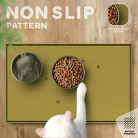 Dog Food Mat - Raised Edges Dogs Mat for Food and Water Prevent Spill, Waterproof Cat Food Mats - 24"L x 15"W / Mustard - image 4