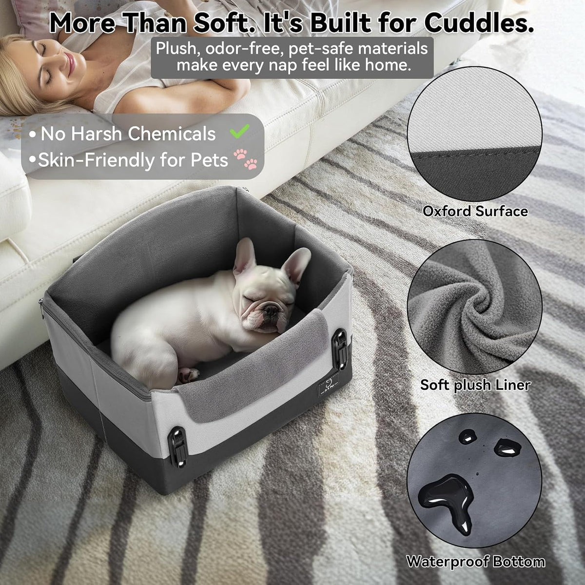 A 4 Pet Dog Car Seats for Small Dogs, Under 25 lbs - Grey / Small - image 4