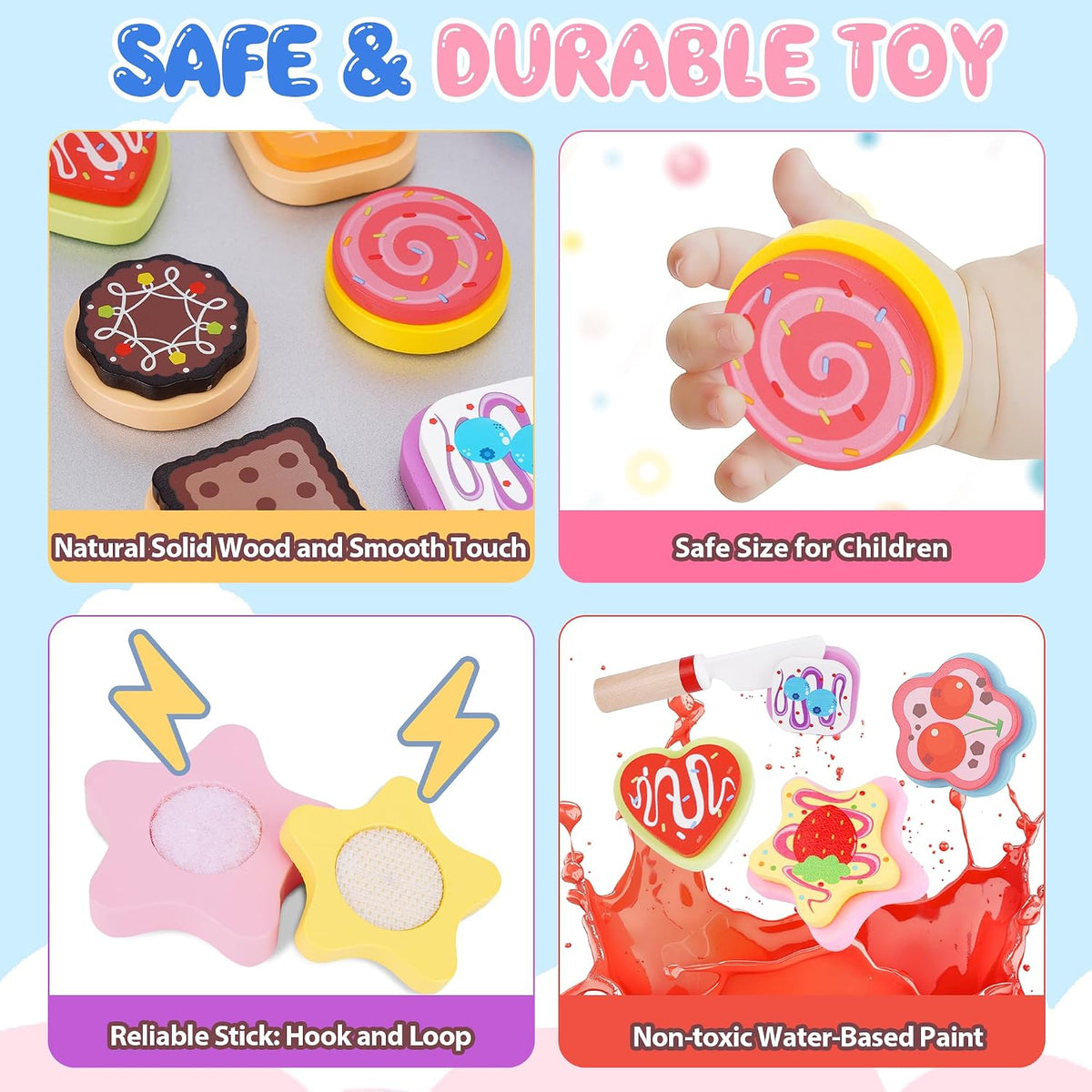 Slice and Bake Wooden Cookie Play Food Set for Kids Kitchen - Cookie B - image 4