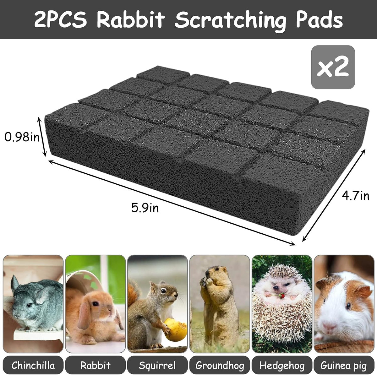 Hamiledyi 2PCS Rabbit Scratching Pads Bunny Lava Grinding Claw Pads - Black-2pcs - image 2