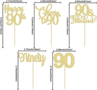30 Pack Happy 80th Birthday Cupcake Toppers Gold Glitter Eighty - 90th / Gold - image 2