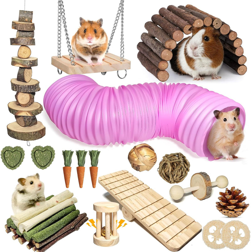 40 PCS Hamster Toys Set, Guinea Pig Toys Enrichment Hamster Tubes and Tunnels, Rat Enrichment Toy