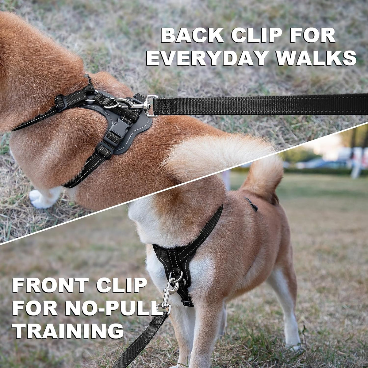 Plutus Pet No Pull Dog Harness with Leather Accents - XL / Black - image 3