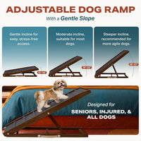 Adjustable Dog Ramp for Bed, Wooden Dog Ramp for Couch - Brown / 45" Long x 16.5" Walking Space - image 3