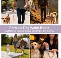 Portable Dog Water Bottle with Food Container - Pink / 19oz - image 4