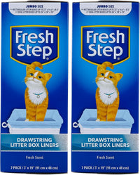 Fresh Step Drawstring Cat Litter Box Liners, Scented - Fresh Scent / 7 Count (Pack of 2) / Jumbo