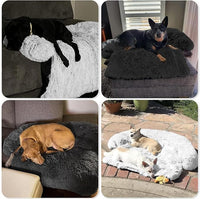 Calming Dog Bed Fluffy Plush Dog Mat for Furniture Protector with Removable Washable Cover for Large Medium Small Dogs and Cats (Extra Large(53x39.3x6), Dark Grey)