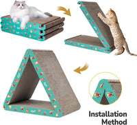 Cat Scratcher Cat Scratching Board, Foldable, Triangle - Green - image 4