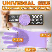 2-in-1 Cat and Dog Washing Gloves with 3000 Soft Bristles – Essentials for Dogs - Purple - image 2