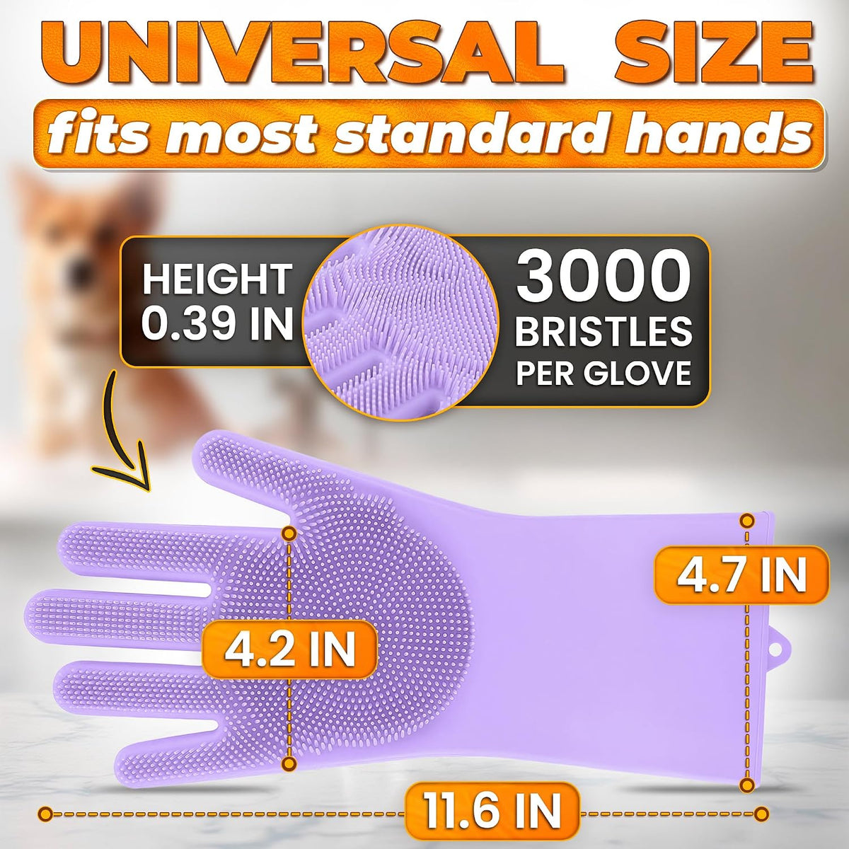 2-in-1 Cat and Dog Washing Gloves with 3000 Soft Bristles – Essentials for Dogs - Purple - image 2